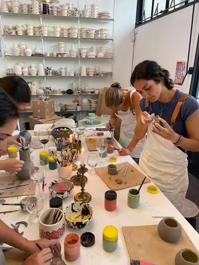 Wine & Pottery Class For Beginners in Buenos Aires Argentina - Painting and Decorating Your Own Design
